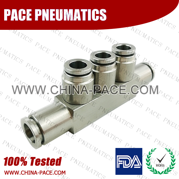 Five Way Union Stainless Steel Push In Fittings, 316 SS Push To Connect Fittings